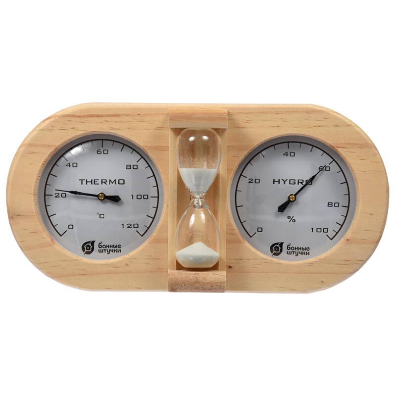 Термометр-гигрометр Банная станция с песочными часами для бани и сауны